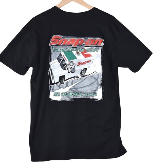 Snap-on Tequache Cuh Si Quema Cuh Graphic Tee Size L Black Lowrider Shir - Picture 1 of 6